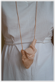 Marta Miguel (RHoK alumni), healing, pendant, 2011, pink felt with latex